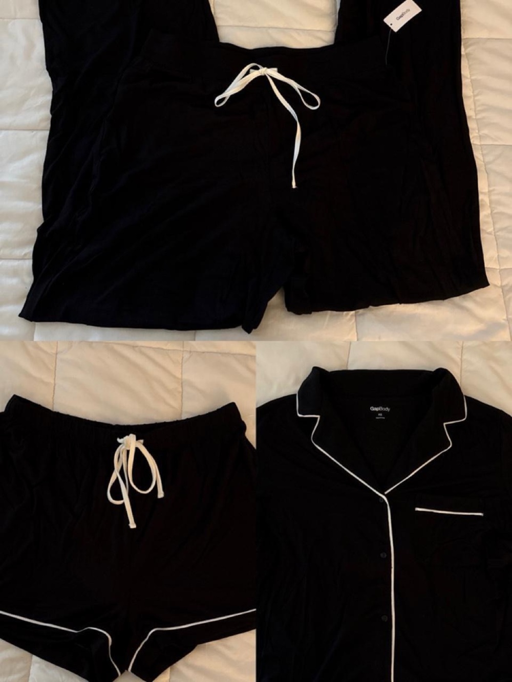 NWT GAP body MadeSoft Modal PJ short sleeve top pants and shorts in black